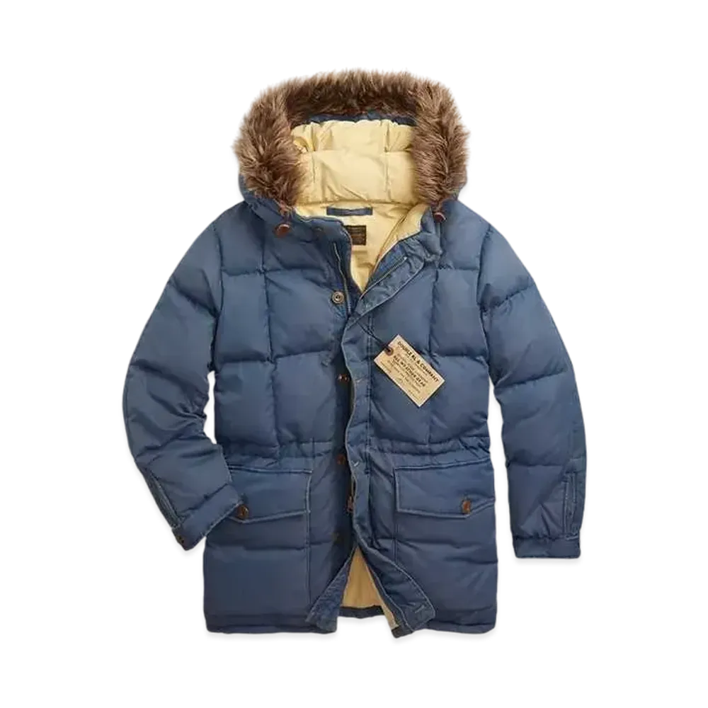 Polo Ralph Lauren Faux Fur Trimmed Quilted Jacket "Blue"