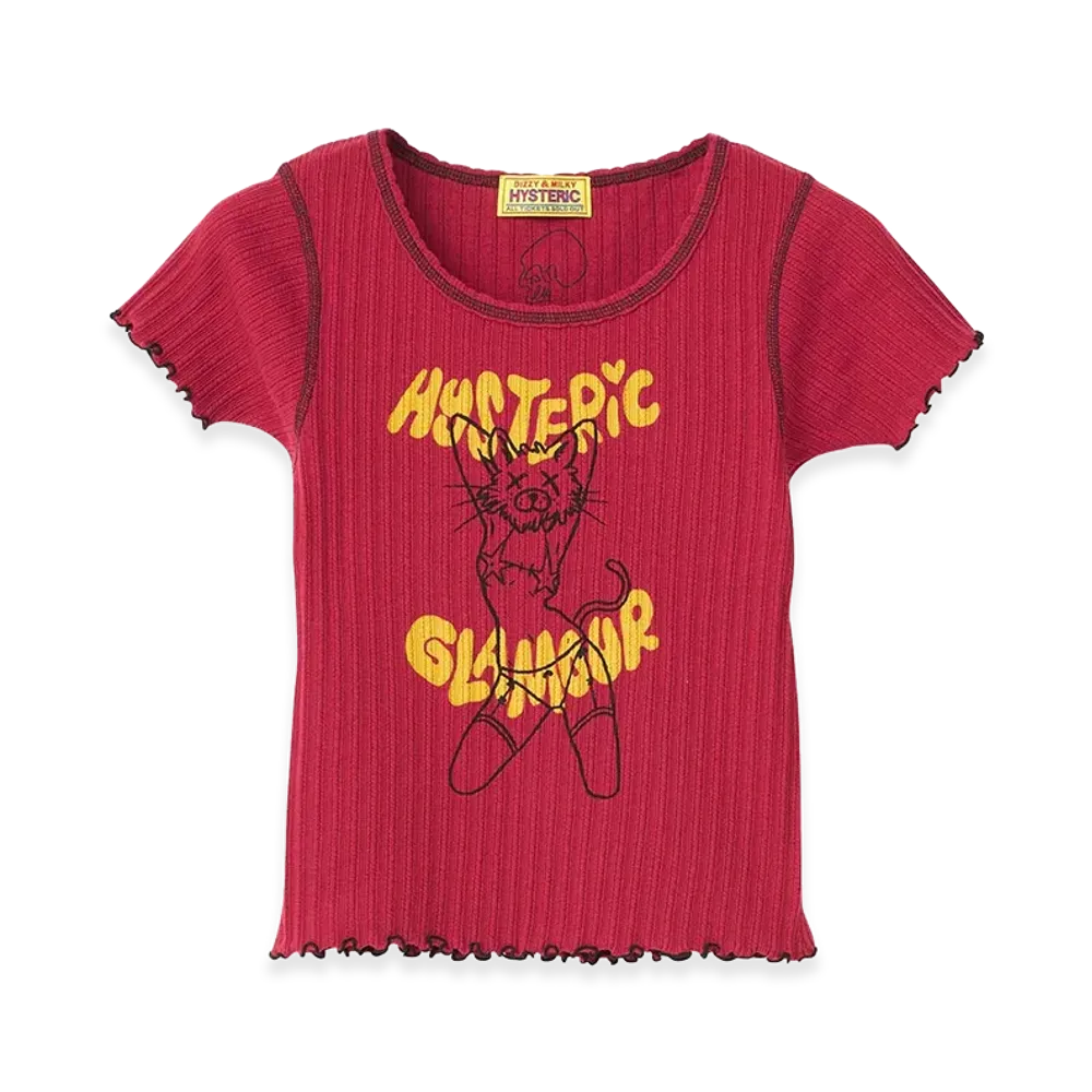 HYSTERIC GLAMOUR Women's Ivy/Naughty Kitty Mini Tee "Pink"