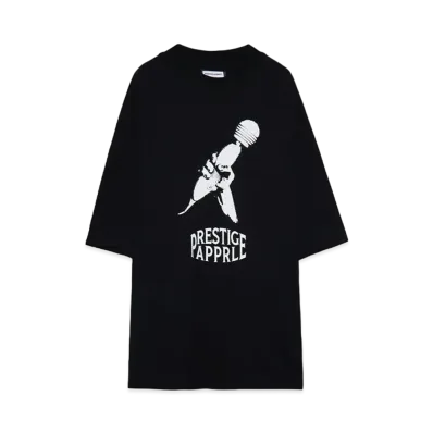 PRESTIGE APPAREL MOCK NECK PRINT TEE "BLACK"