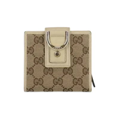 GUCCI GG Canvas Abbey D Ring Compact Wallet "White"