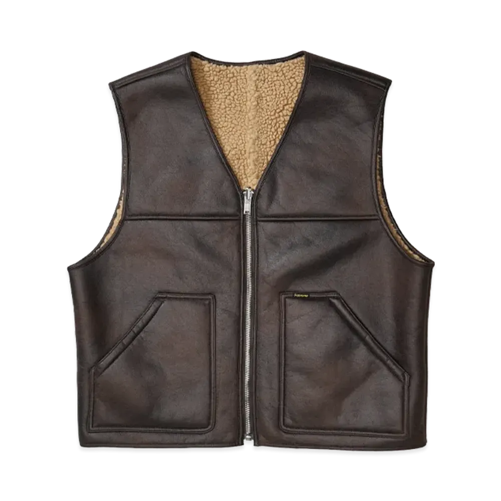Supreme Reversible Faux Shearling Work Vest "Brown"