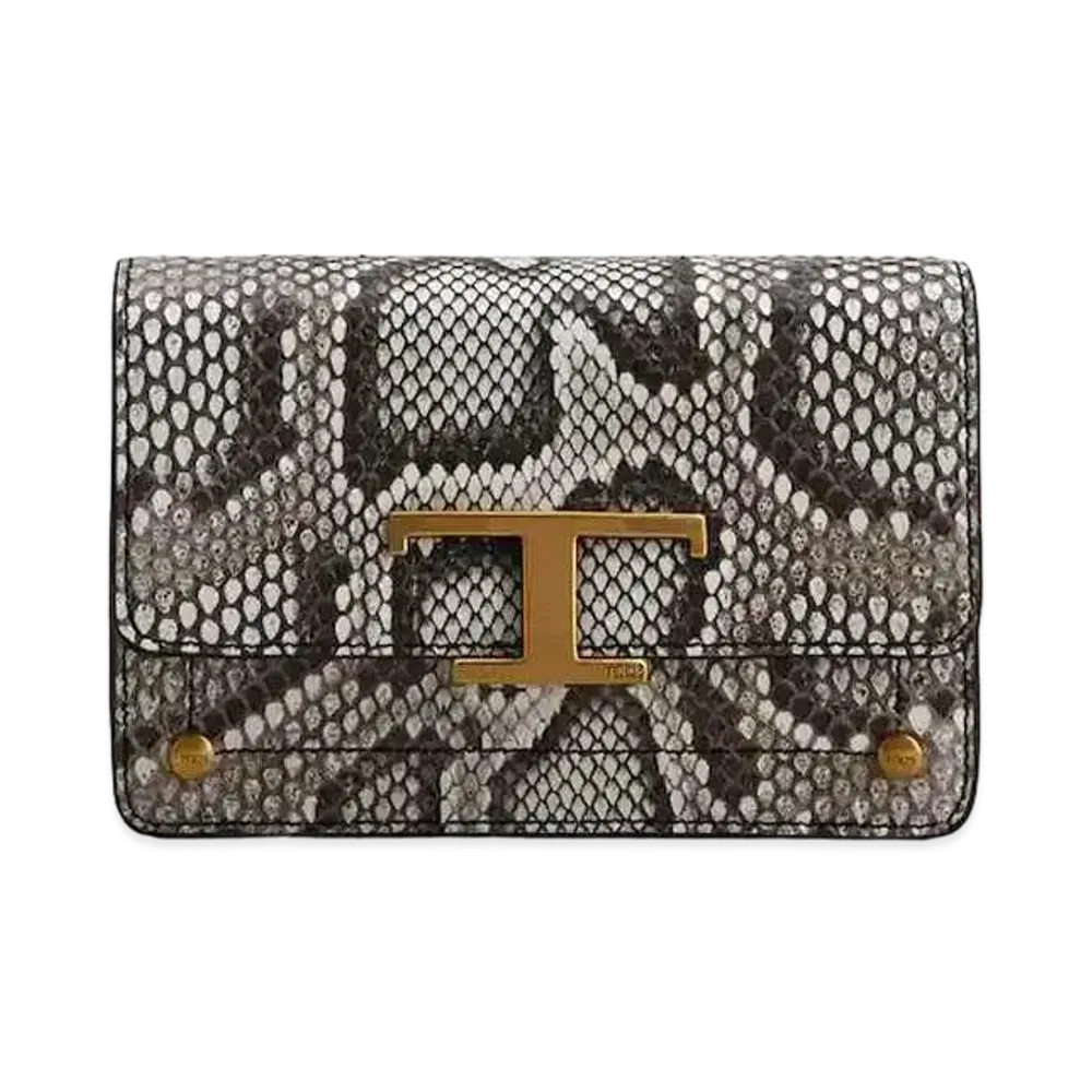 TOD'S Python T Timeless Belt Bag Micro "Brown / Beige"
