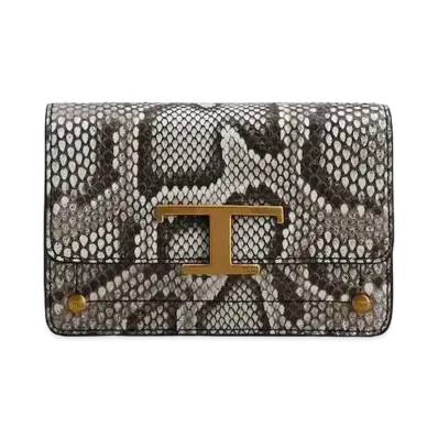 TOD'S Python T Timeless Belt Bag Micro "Brown / Beige"