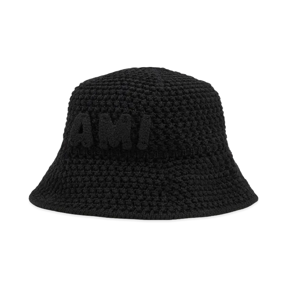 AMI PARIS Cotton Knit Ami Patch Bucket Hat "Black"