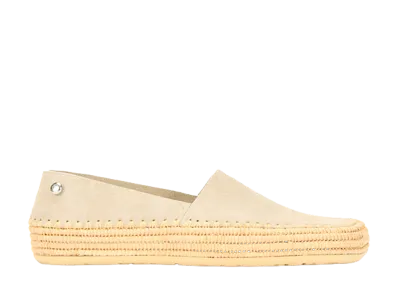 LOEWE Women's Rio Slipper in Suede and Raffia "Light Grey"