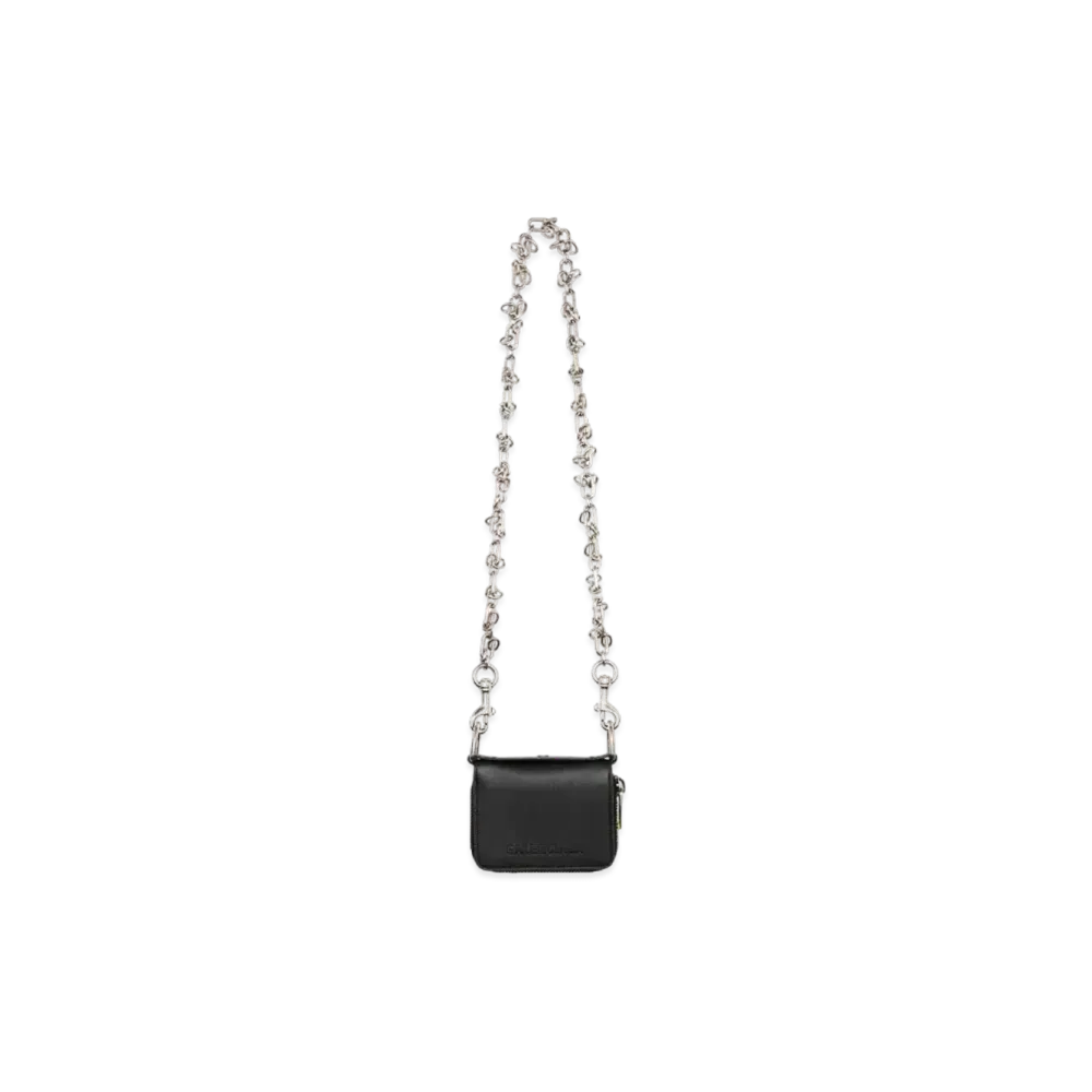 BALENCIAGA Men's Bondage Bifolded Compact Wallet With Chain "Black"