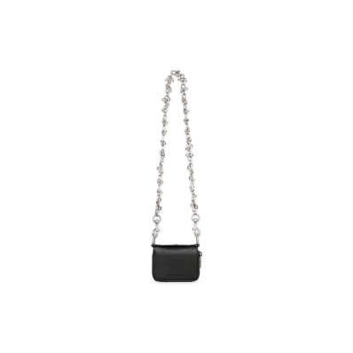 BALENCIAGA Men's Bondage Bifolded Compact Wallet With Chain "Black"