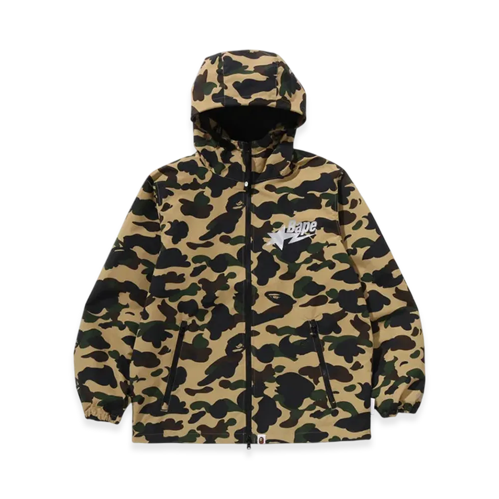 A BATHING APE Windstopper Products By Gore-Tex Labs 1st Camo Hoodie Jacket "Yellow"