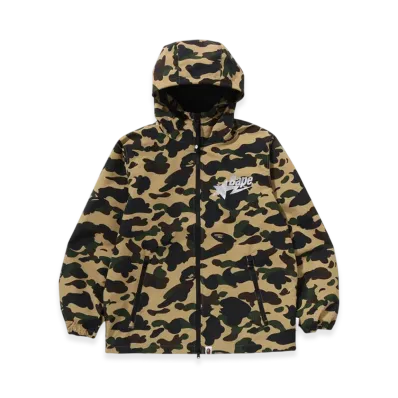 A BATHING APE Windstopper Products By Gore-Tex Labs 1st Camo Hoodie Jacket "Yellow"