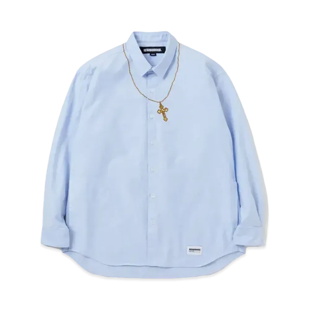 NEIGHBORHOOD Cross Embroidery Shirt LS "Saxe"