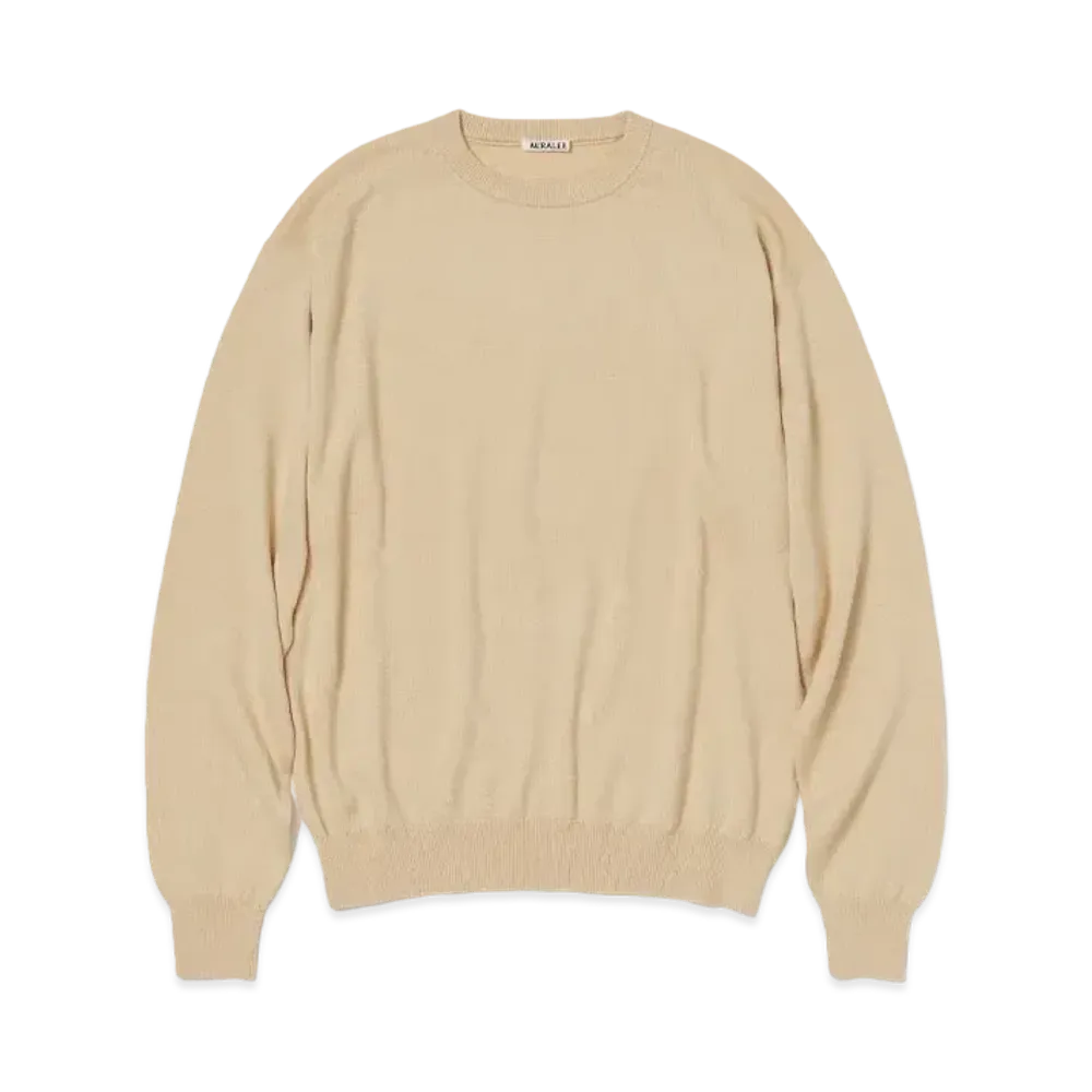 AURALEE Cashmere Silk Wool Knit P/O "Light Beige"