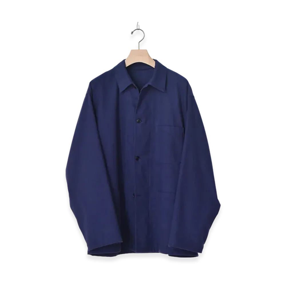 COMOLI Cotton Flannel Work Jacket "Royal Blue"