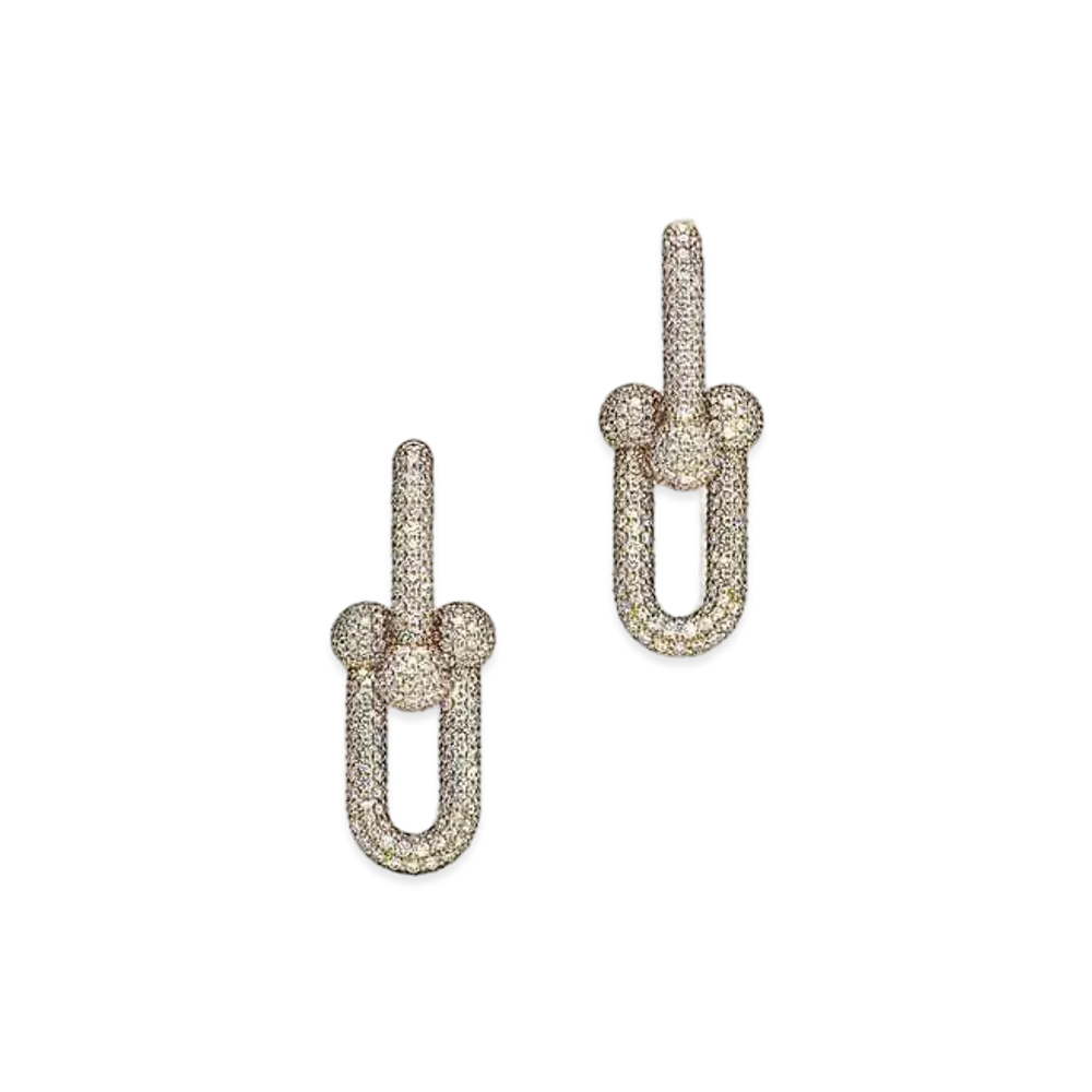 Tiffany & Co. Tiffany HardWear Large Link Earrings with Pave Diamonds 18K "Yellow Gold"