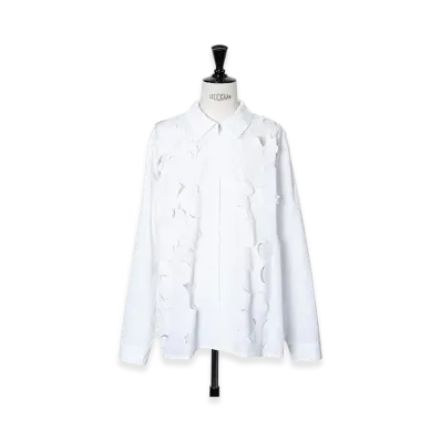 MARNI Flower Cutting Zip Up Shirts "White"