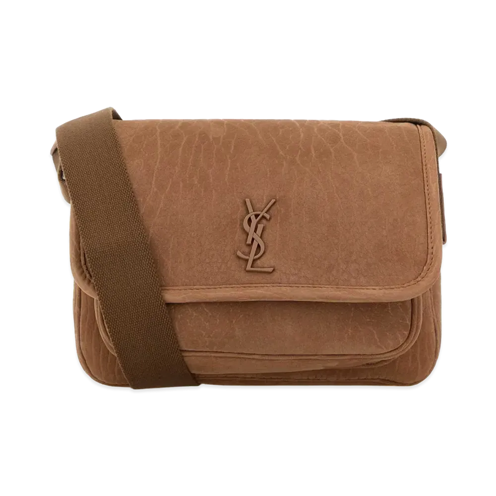 Saint Laurent Biscuit Nabuk Crossbody Bag "Brown"