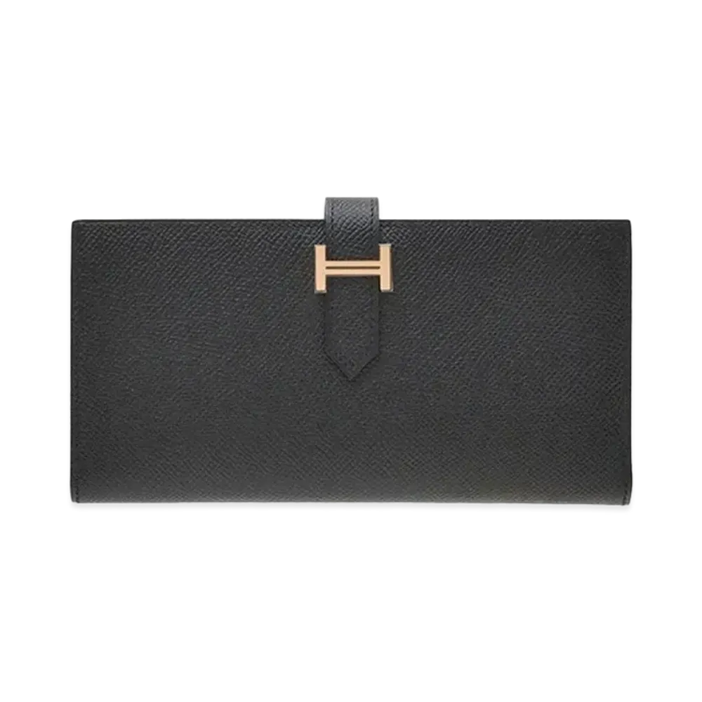 Hermes Bearn Soufflet Veau Epsom "Noir/Rose Gold"