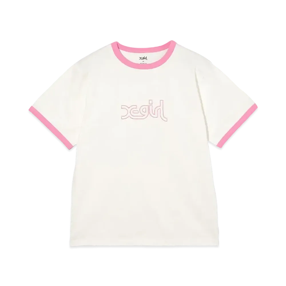 X-Girl Outline Mills Logo S/S Ringer Tee "White"