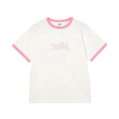 X-Girl Outline Mills Logo S/S Ringer Tee "White"