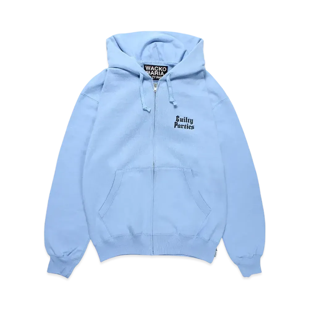 WACKO MARIA Middle Weight Zip Hooded Sweat Shirt "Light Blue"