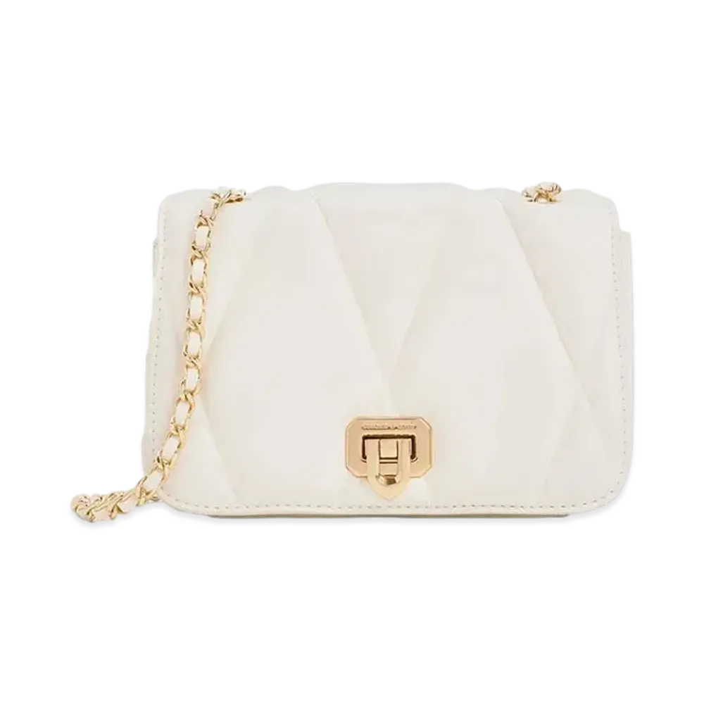 CHARLES & KEITH Arwen Quilted Shoulder Bag "White"