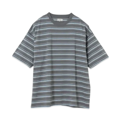 BEAMS Loose Striped T-Shirt "Gray"