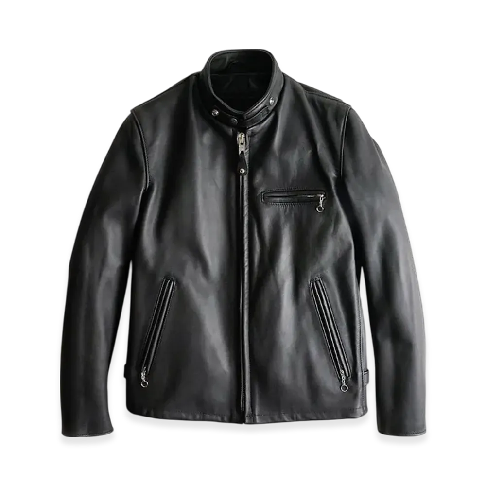 Schott 641 Stand Collar Single Riders Jacket Big Size "Black"
