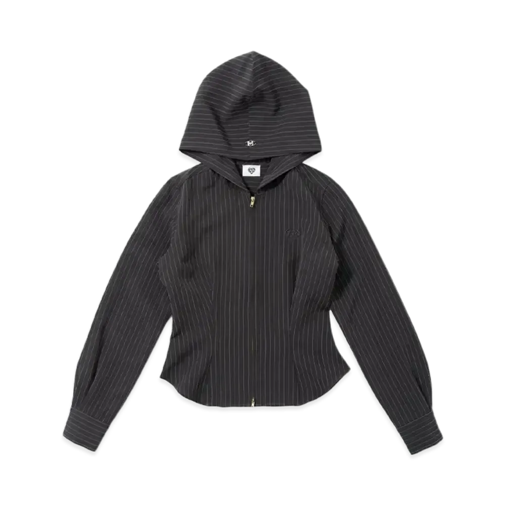HTH striped zip hoodie "CHARCOAL"