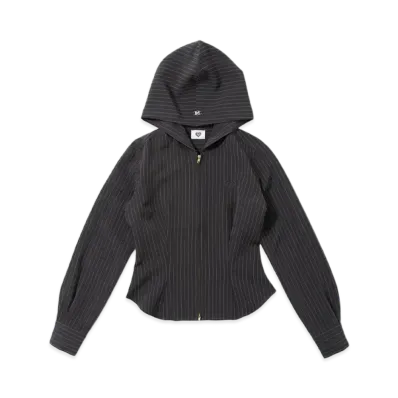 HTH striped zip hoodie "CHARCOAL"