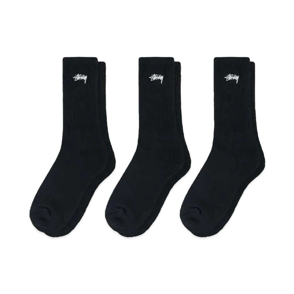 Stussy Stock Crew Socks 3 Pack "Black"