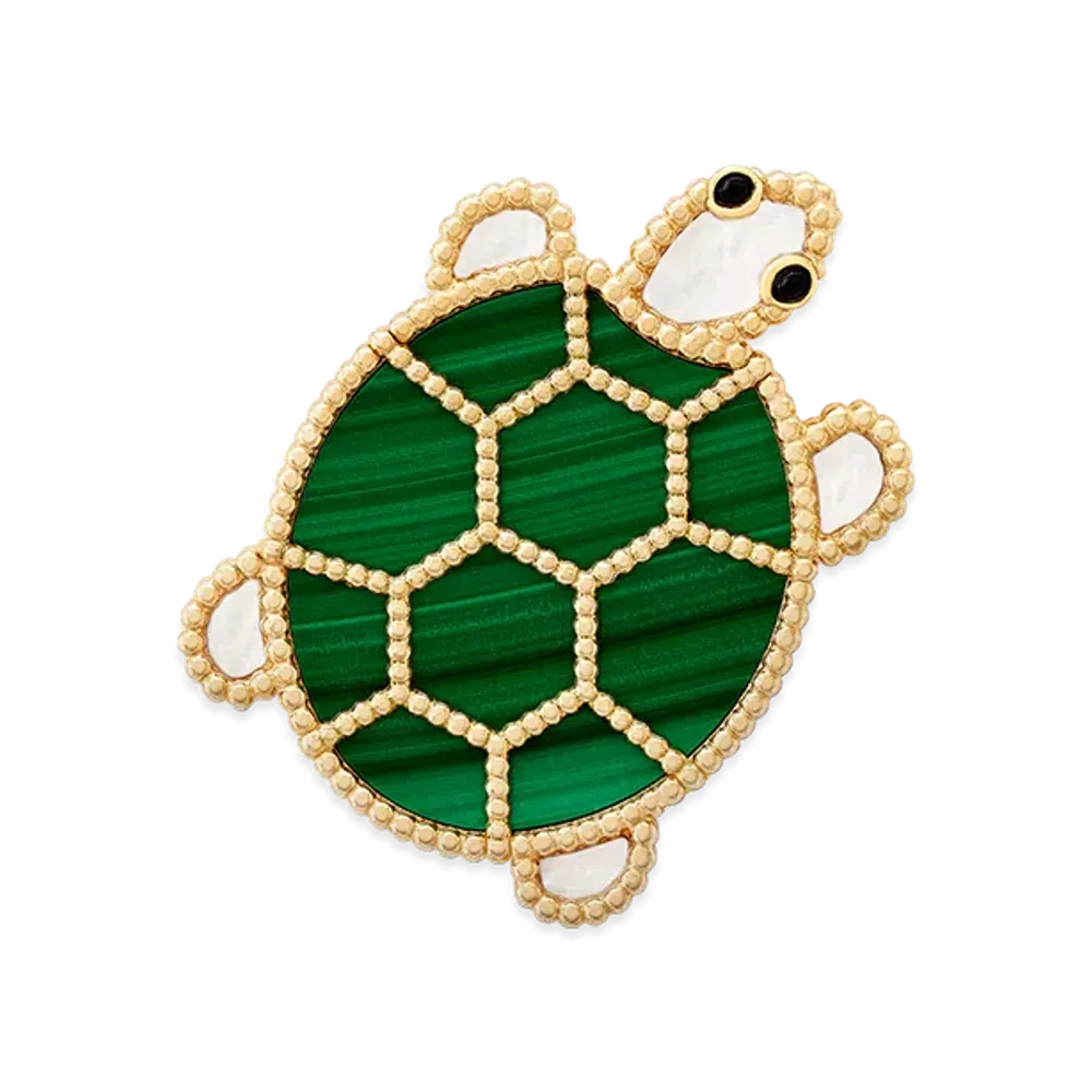 Van Cleef & Arpels Lucky Animals Turtle clip "18K Yellow gold/Onyx/Mother-of-pearl/Malachite"