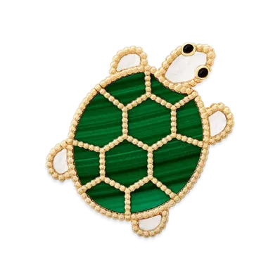 Van Cleef & Arpels Lucky Animals Turtle clip "18K Yellow gold/Onyx/Mother-of-pearl/Malachite"
