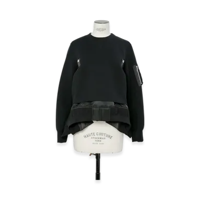 sacai Sponge Sweat x Nylon Twill Pullover "Black/Black"