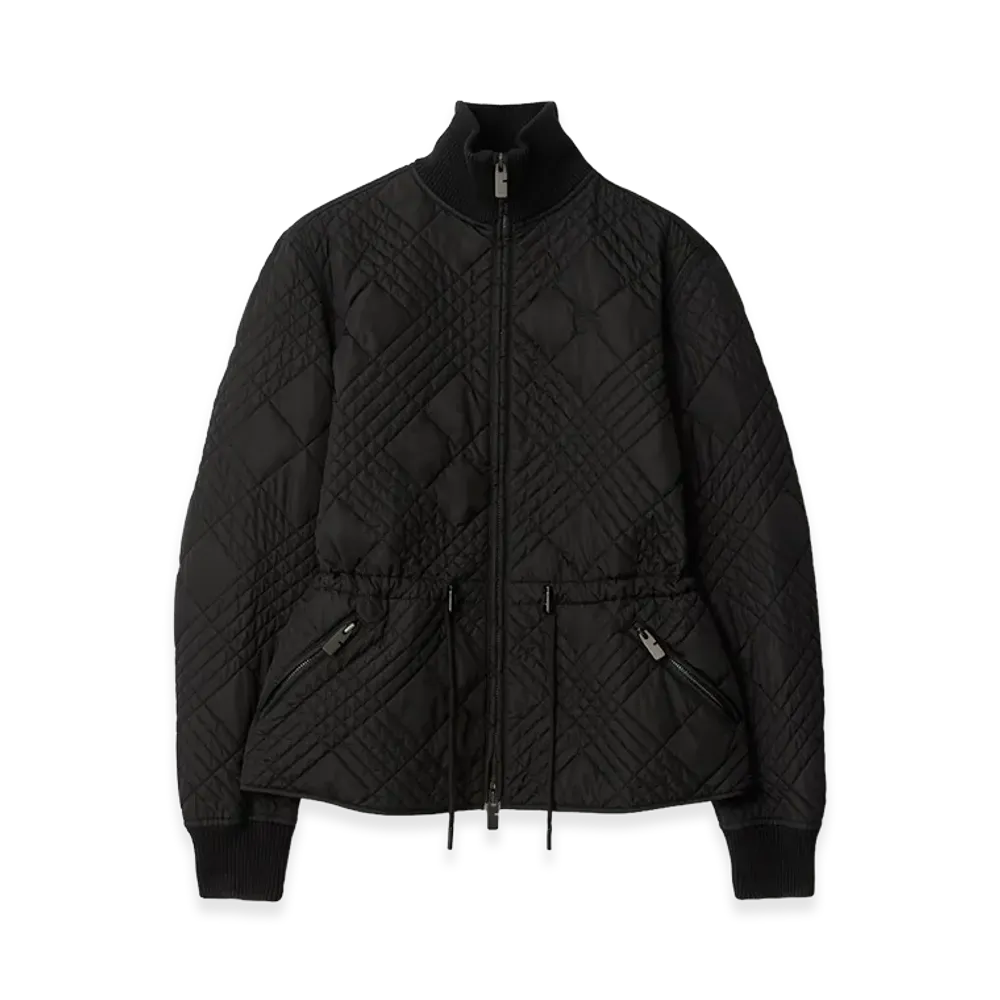 Burberry Women's Micro Check Stitch Nylon Wakerley Jacket "Black"
