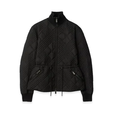 Burberry Women's Micro Check Stitch Nylon Wakerley Jacket "Black"