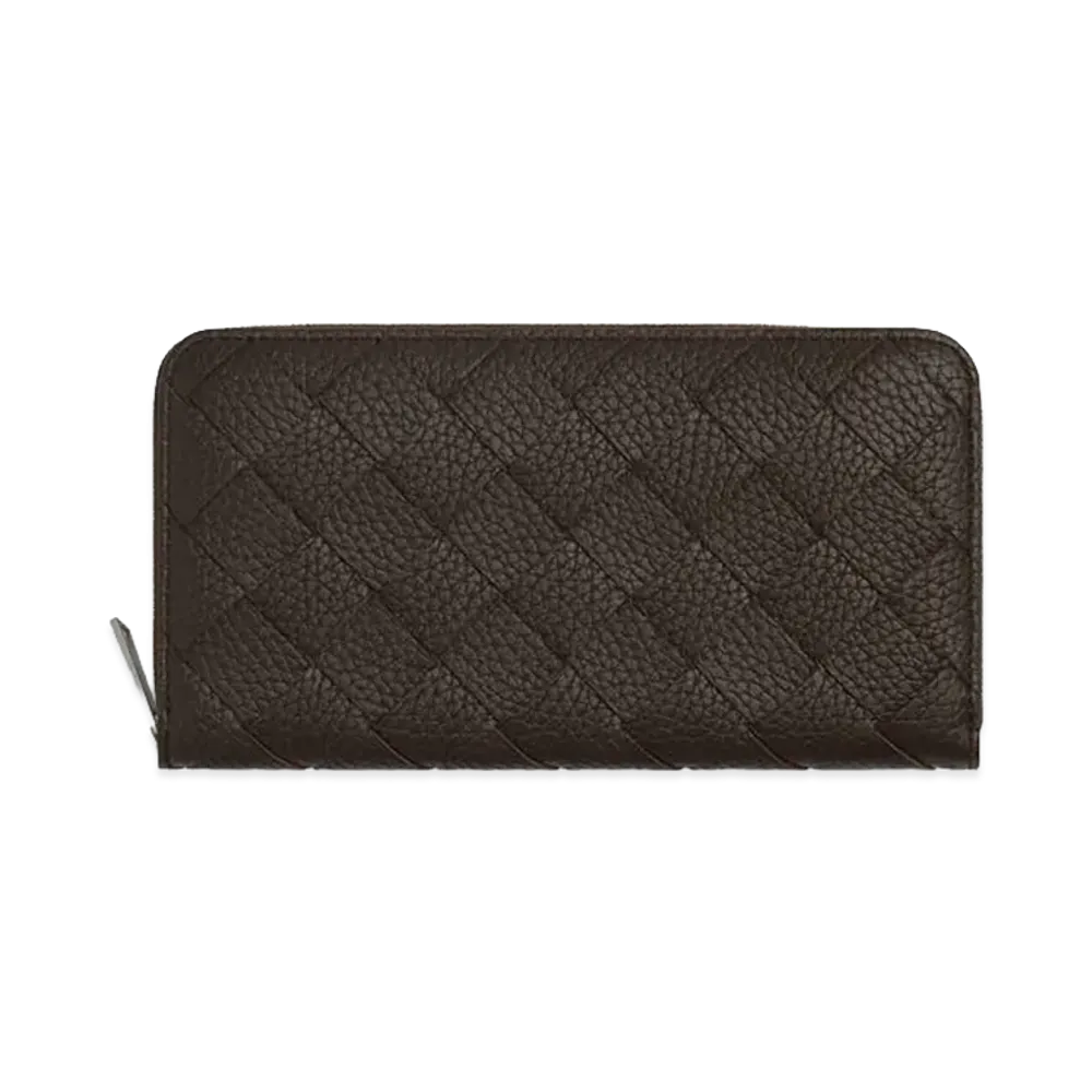 Bottega Veneta Intrecciato Zip Around Wallet "Fondente"
