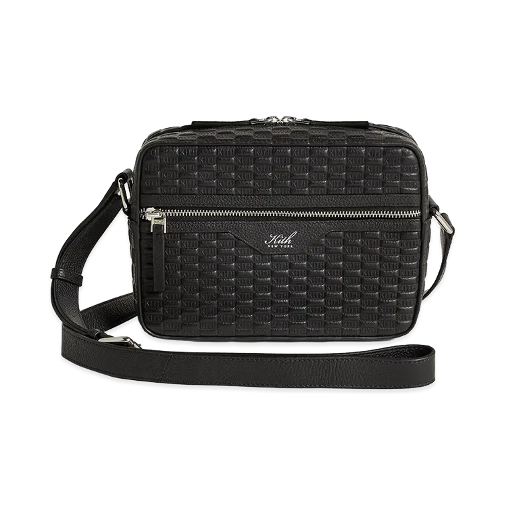 Kith Monogram Tumbled Leather Camera Crossbody Bag "Black"
