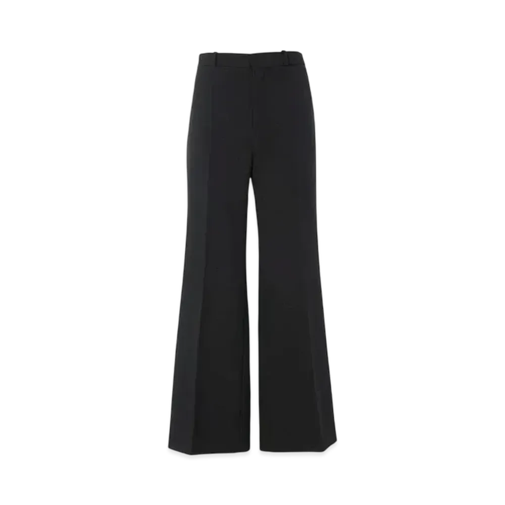 Chloe Cropped Bootcut Pants In Wool Crepe "Black"