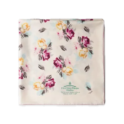 PRADA Printed Silk Twill Scarf 90 x 90 "Light Beige"