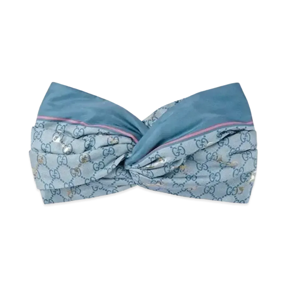 GUCCI GG Print Horusbit Silk Headband "Blue/Light Blue"