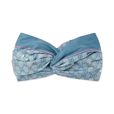 GUCCI GG Print Horusbit Silk Headband "Blue/Light Blue"