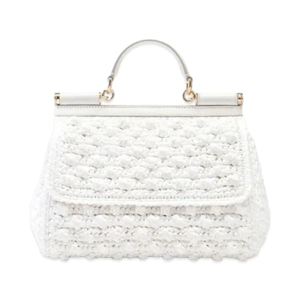 Dolce&Gabbana Sicily Bag Medium Raffia Crosse "White"