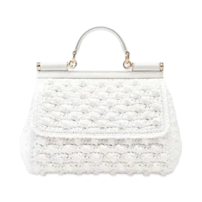 Dolce&Gabbana Sicily Bag Medium Raffia Crosse "White"