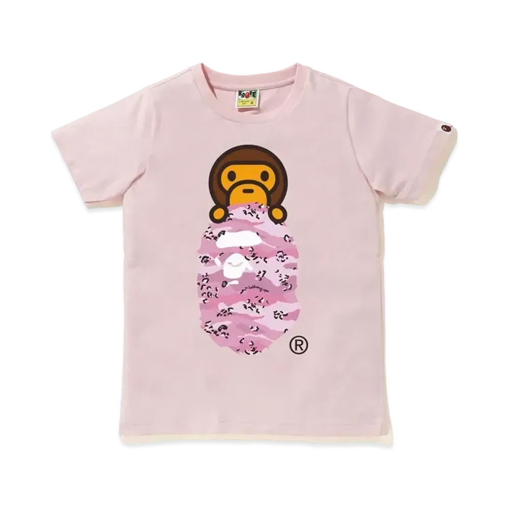 A BATHING APE DESERT CAMO MILO ON APE HEAD TEE "Pink"