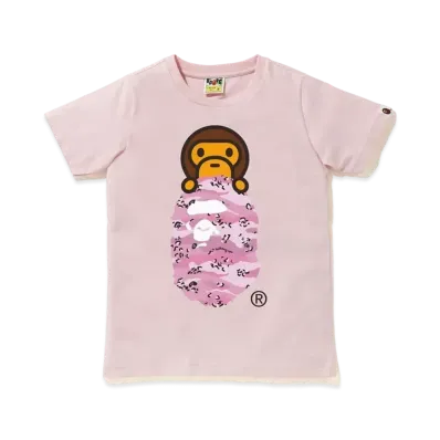 A BATHING APE DESERT CAMO MILO ON APE HEAD TEE "Pink"