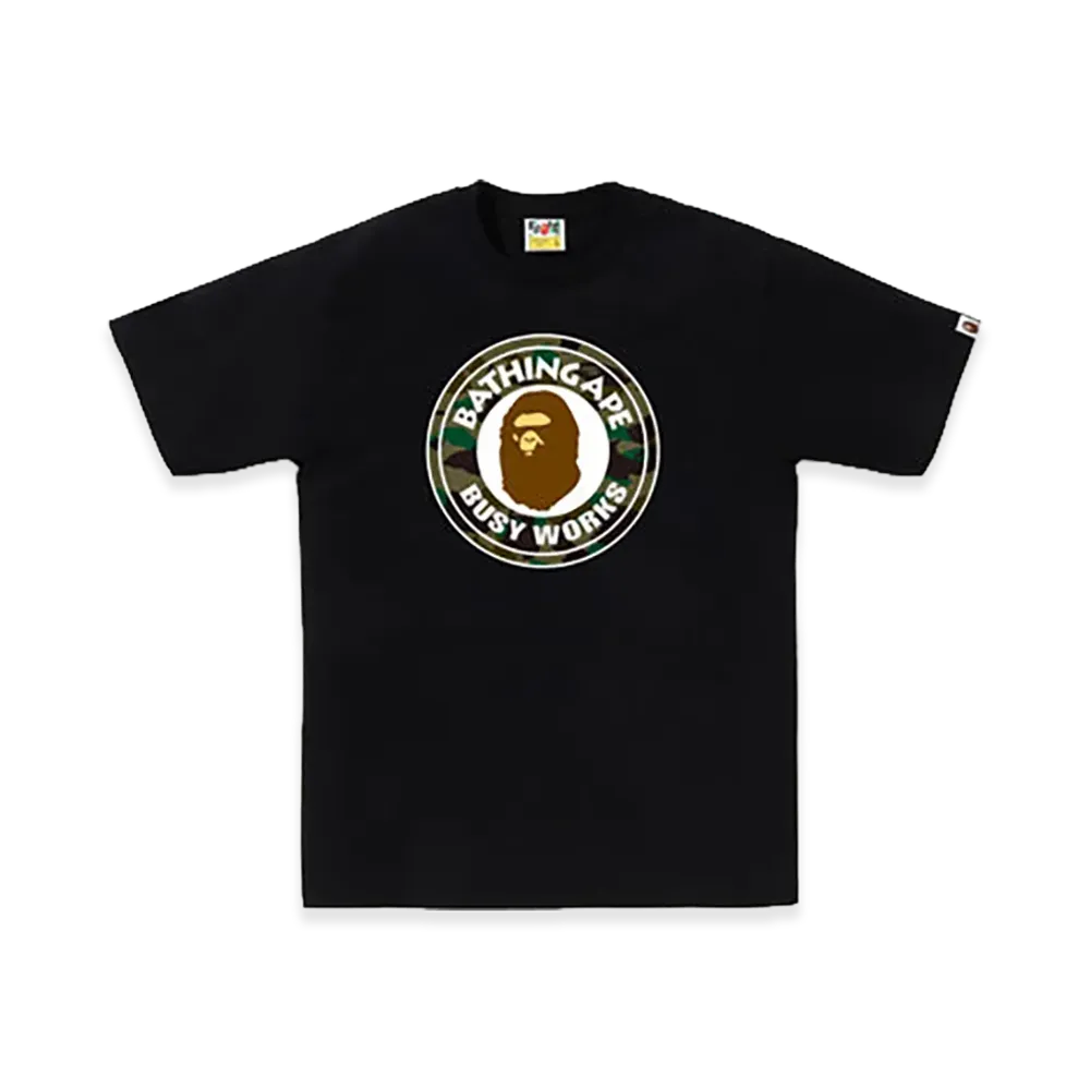 A BATHING APE 1ST Camo Busy Works Tee "Black/Green"