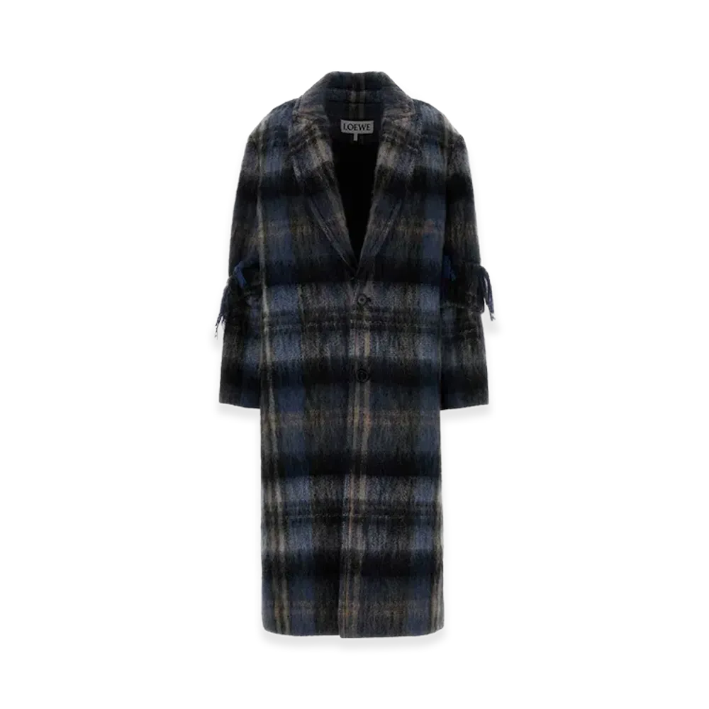LOEWE Women's Embroidered Mohair Blend Coat "Checked"