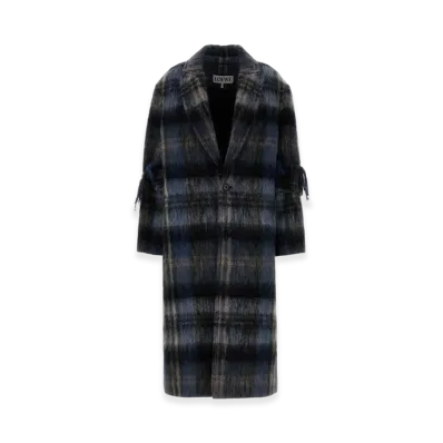 LOEWE Women's Embroidered Mohair Blend Coat "Checked"
