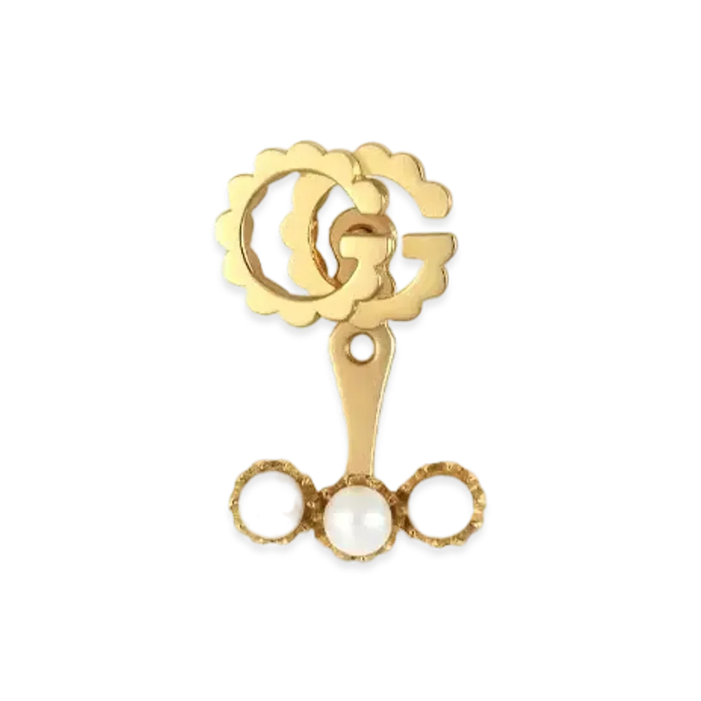 GUCCI Double G Single Earrings With Pearl