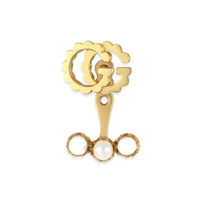 GUCCI Double G Single Earrings With Pearl