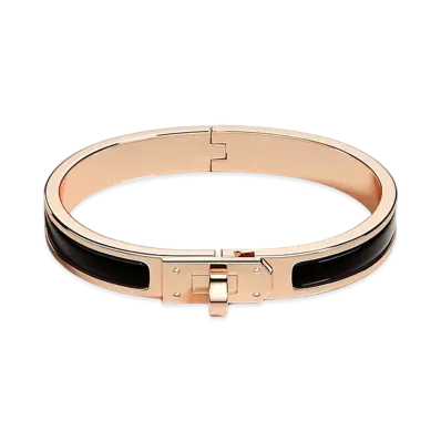 Hermes Mini Clic Kelly Bracelet "Noir/Pink Gold"
